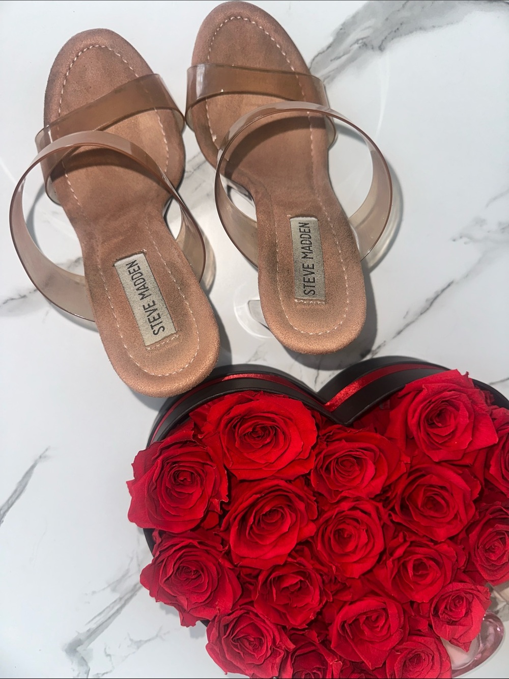 Steve Madden Nude Clear Strap Block Heel Sandal - Picture 4 of 8